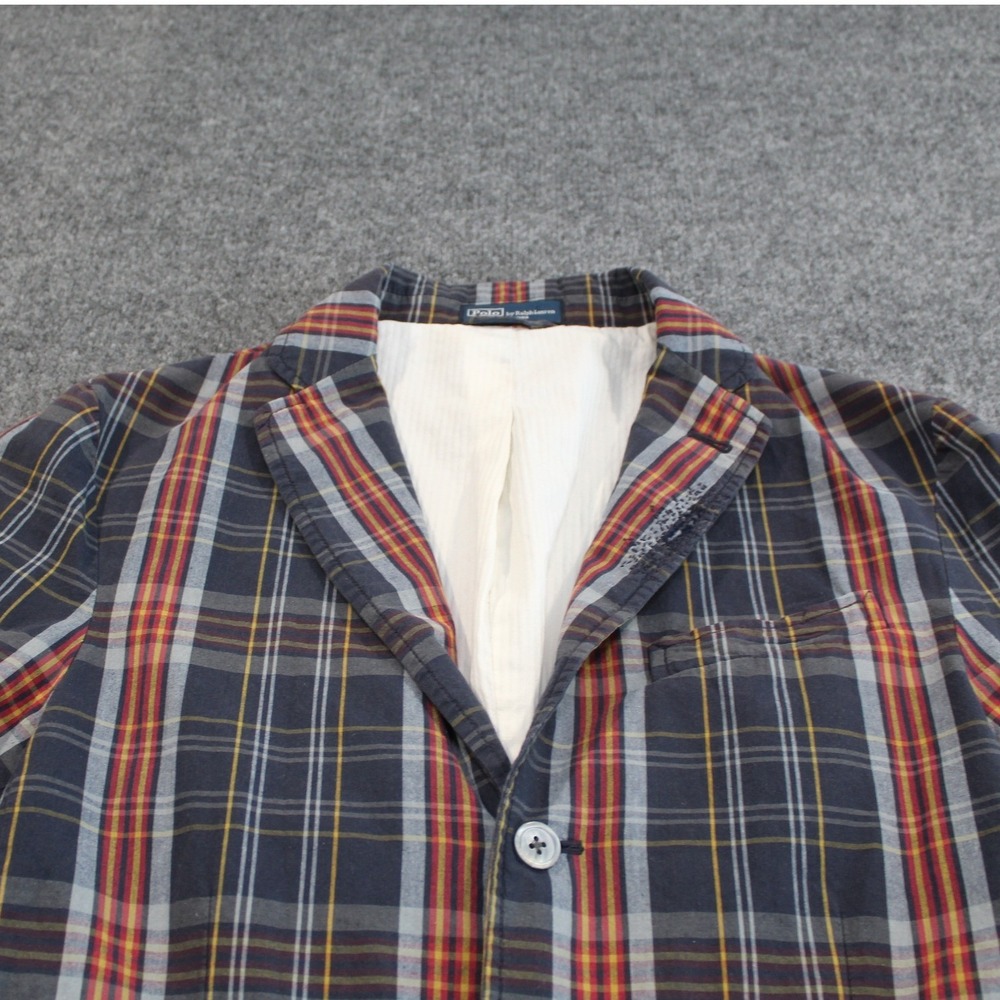 Polo‎ Ralph Lauren Distressed Repaired Plaid Blazer 40R Rugged Ivy Boro Style